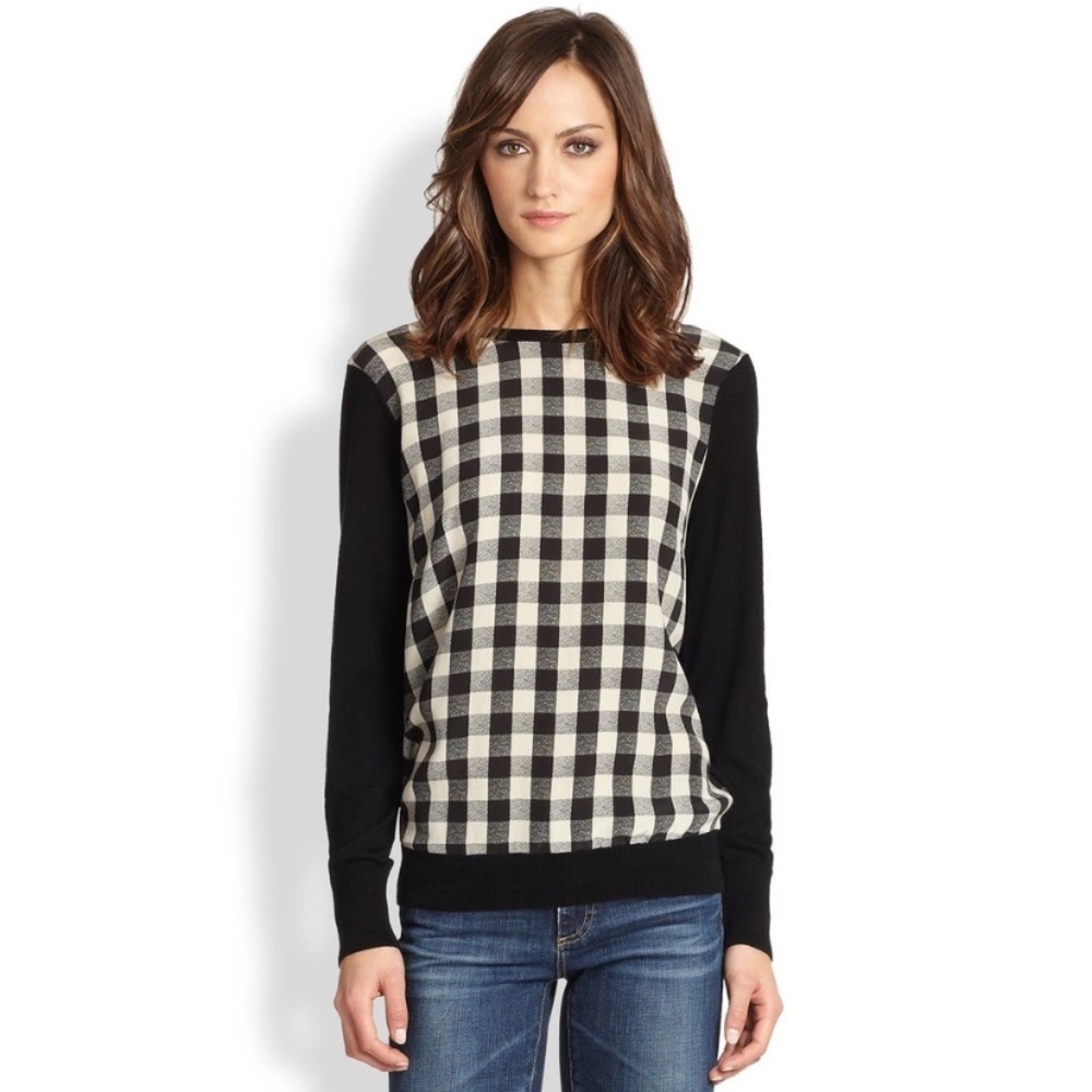Equipment Roland Buffalo Plaid Silk & Wool Sweater